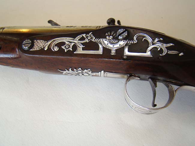 An historically important Revolutionary War period silver mounted brass barreled pistol owned by Capt. S. Baggot of the 17th Regiment Light Dragoons. — image 9